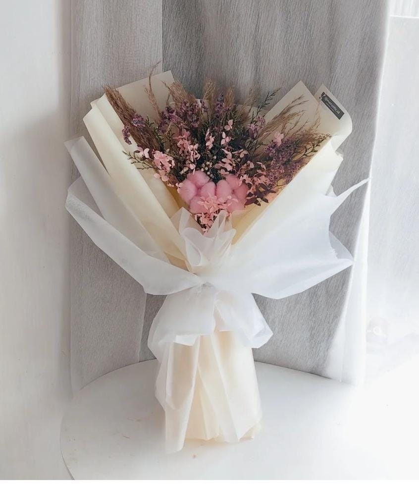 Bouquet bunga cotton lavender dried flower